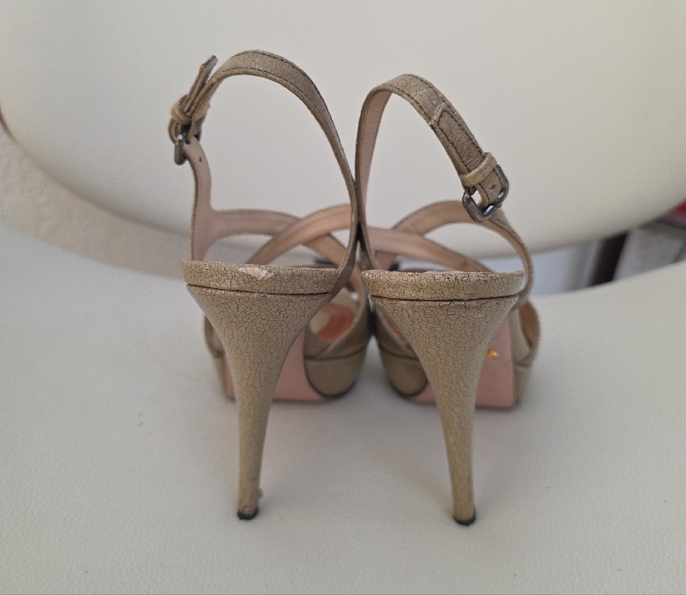 Prada Gold Strappy Heels - Picture 5 of 8